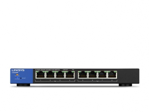 LINKSYS LGS308P 8-PORT BUSINESS SMART GIGABIT POE+ SWITCH